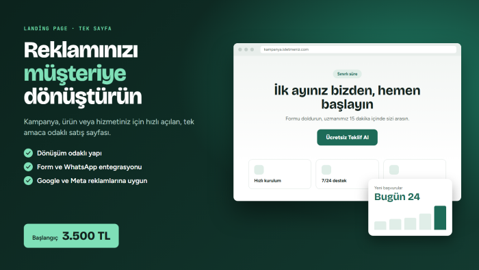 reklamlarınız için satış odaklı landing page yaparım