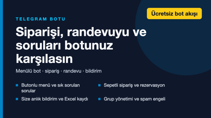 işletmeniz için Telegram botu yaparım