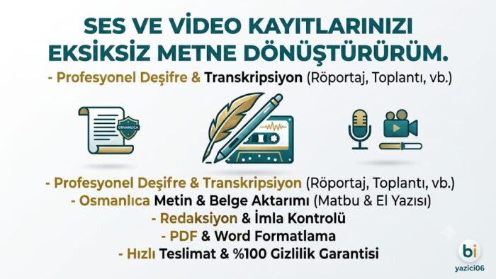  kayıtlar ve Osmanlıca belgeleri eksiksiz metne dönüştürürüm