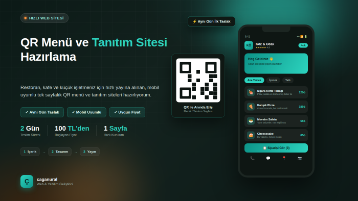 hızlı açılan QR menü ve tanıtım sitesi hazırlıyorum