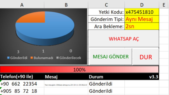 Excel üzerinden otomatik whatsApp mesajları gönderebilirim