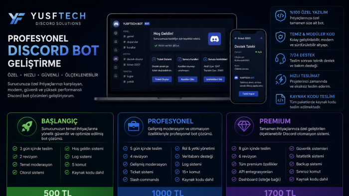 discord botu geliştiririm