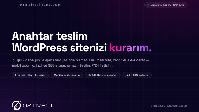 anahtar teslim wordpress sitenizi kurarım