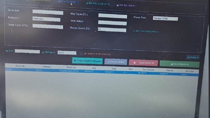 e-ticaret için stok, kâr ve kasa yönetim programı sunarım