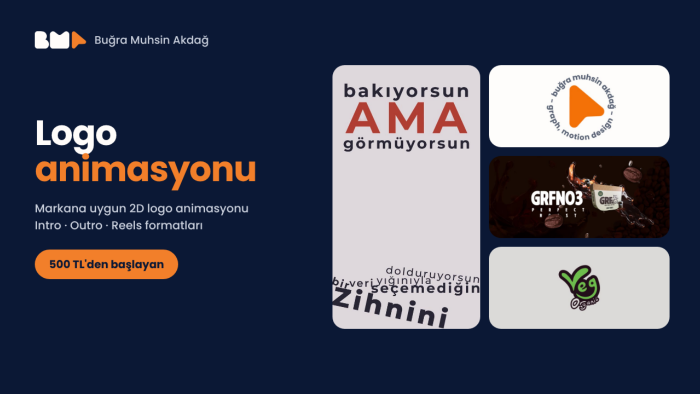 markanız için logo animasyonu ve intro yaparım