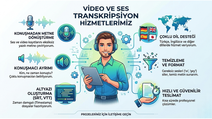 videolarınız için seslendirme ve transkripsiyon yaparım