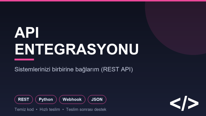 sistemleriniz arasında API entegrasyonu yaparım
