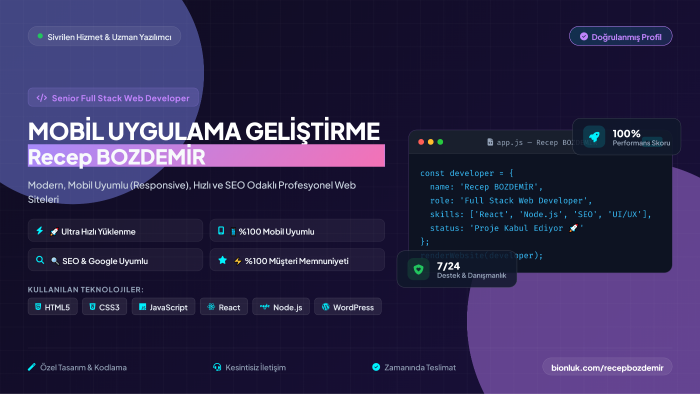 istediğiniz mobil uygulamayı geliştirebilirim
