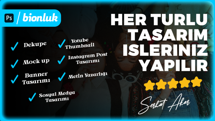 her türlü photoshop ve düzenleme işlerinizi yaparım
