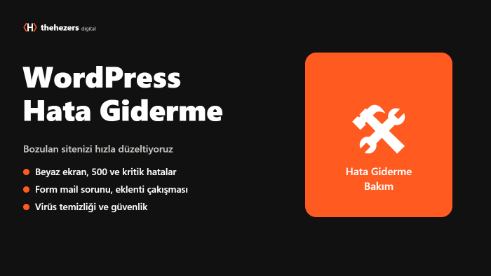 WordPress sitenizdeki hataları hızlıca giderir, bakımını yaparım