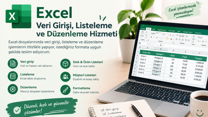 Excel veri girişi ve dosya düzenleme yapabilirim