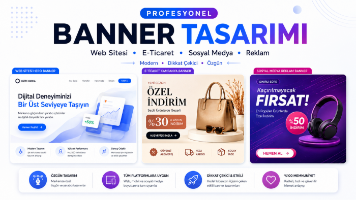 markanıza özel profesyonel/dikkat çekici banner tasarlarım