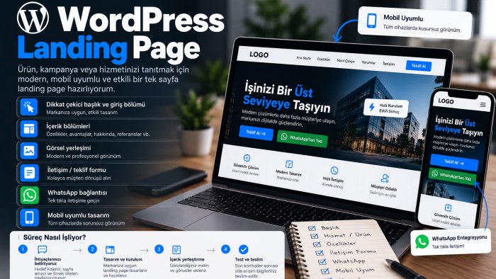 dönüşüm odaklı WordPress landing page tasarlarım