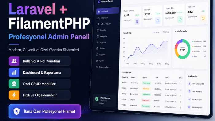 işletmenize özel laravel tabanlı yönetim paneli geliştiririm