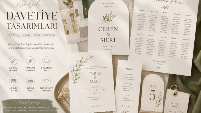 size özel modern düğün davetiye tasarımları hazırlarım