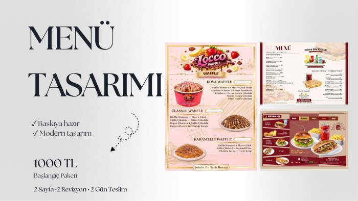restoran, kafe, fastfood için modern menü tasarımı yaparım