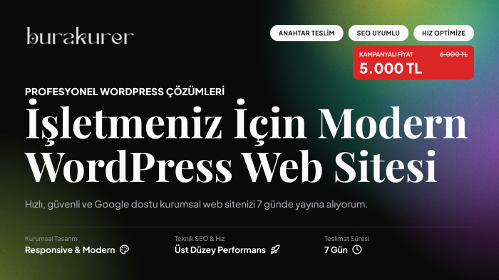 anahtar teslim profesyonel WordPress site hazırlarım
