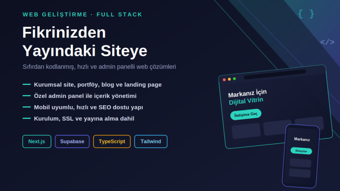 Next.js ve Supabase ile modern web siteleri yaparım