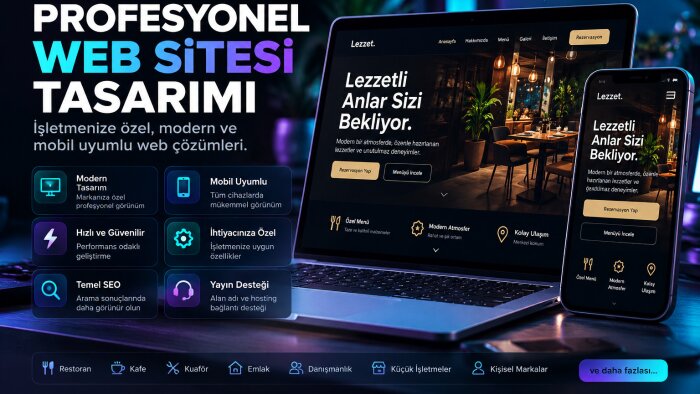 işletmeniz için modern ve mobil uyumlu web sitesi hazırlarım