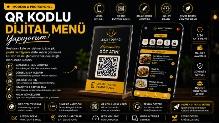 Restoran & kafeniz için QR kodlu dijital menü hazırlarım