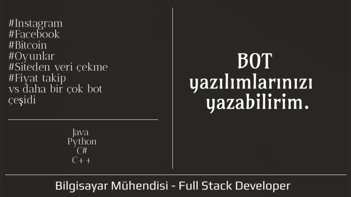 sizin için botuygulamaları kodlarım
