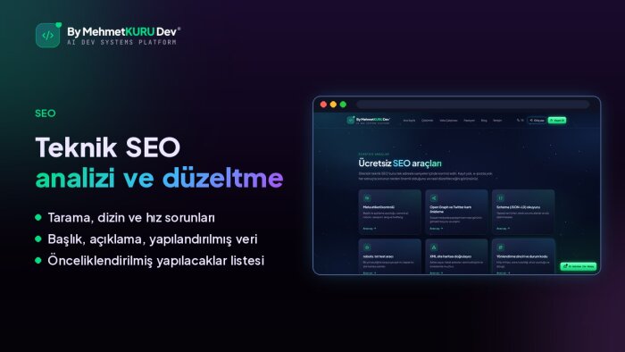 sitenizin teknik SEO analizini yapıp sorunlarını düzeltirim