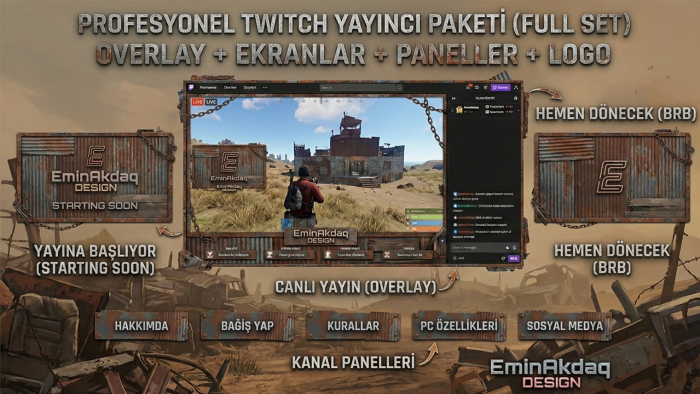 twitch ve kick yayınınız için overlay tasarımları yapıyorum