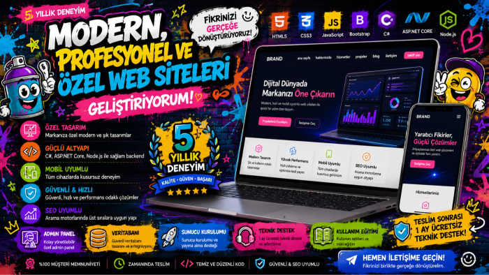 fikrinizi modern ve profesyonel web sitesine dönüştürüyorum