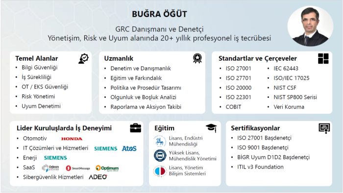 ISO 27001 BGYS danışmanlık hizmetleri veriyorum