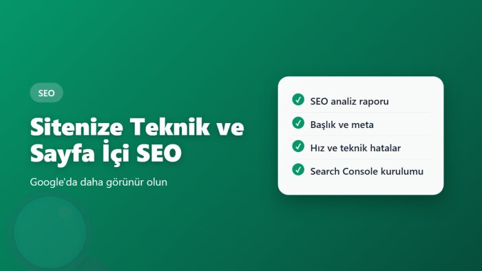 sitenize Google için site içi SEO çalışması yaparım