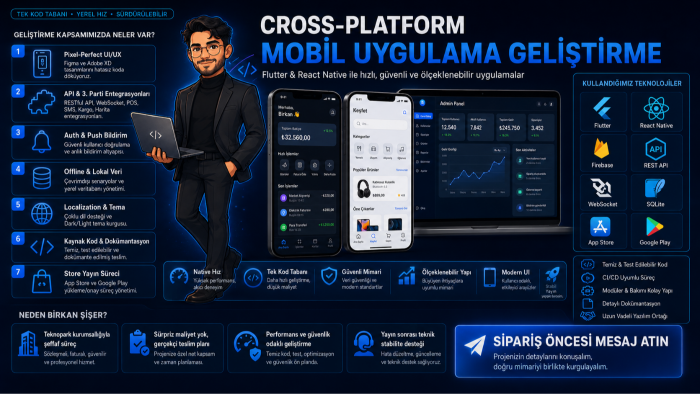 flutter veya react native ios android uygulama yaparım