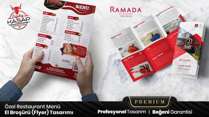restaurant menüsü ve el broşürü yaparım