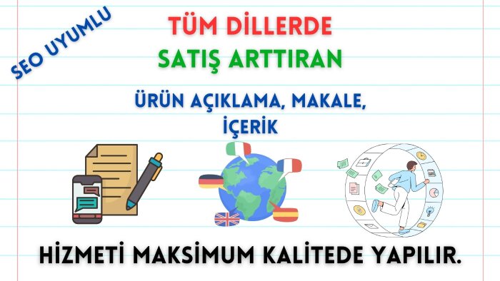 tüm dillerde SEO uyumlu ürün açıklamaları yazabilirim