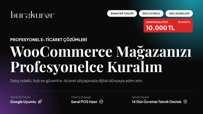profesyonel WooCommerce e-ticaret sitenizi kurarım
