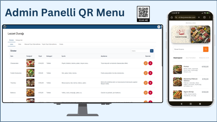 admin panelli QR menu web uygulaması kurarım