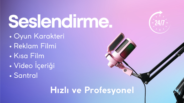 sizin için hızlı ve kaliteli seslendirme yaparım