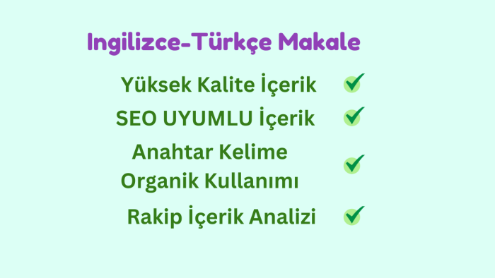 dönüşüm sağlayan İngilizce Türkçe SEO uyumlu içerik yazarım