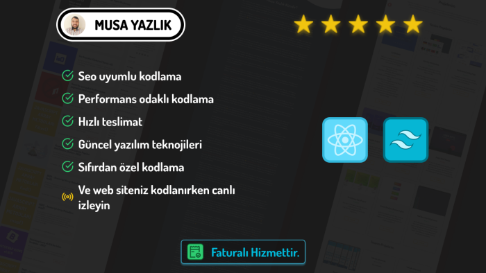 sizin için react.js ile web sitesi yapacağım