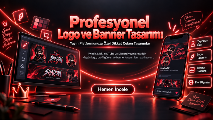 yayın platformunuz için logo ve banner tasarımı yapabilirim