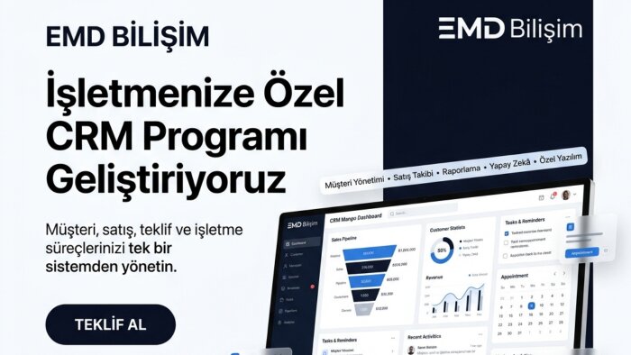 ihtiyaçlarınıza özel CRM yazılımı geliştiriyorum