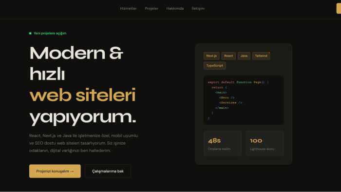  modern ve hızlı web siteleri tasarlar ve geliştiririm