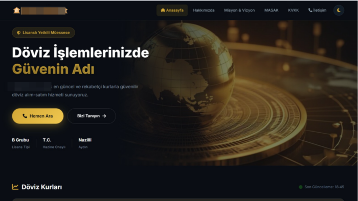 döviz bürolarına özel canlı kur tabanlı web sitesi yaparım