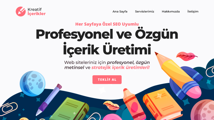 sizlere web siteniz için profesyonel içerikler üretebilirim