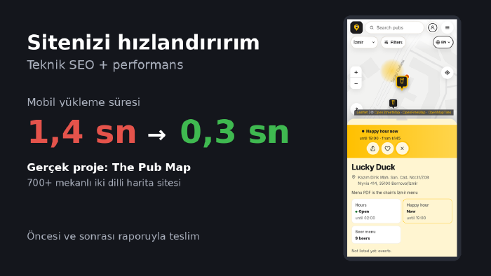sitenizi hızlandırır ve teknik SEO altyapısını kurarım