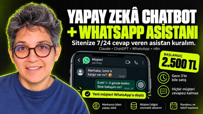 sitenize yapay zeka chatbot ve whatsapp otomasyonu kurarım