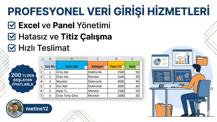 hızlı ve hatasız bir şekilde veri girişi yapabilirim