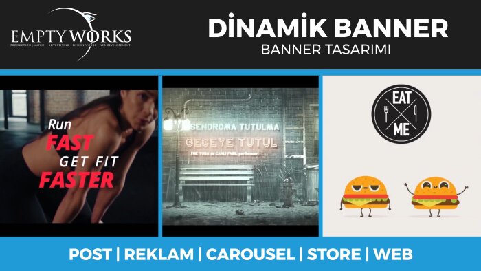 animasyon ,video kurgu içeren hareketli banner hazırlarım
