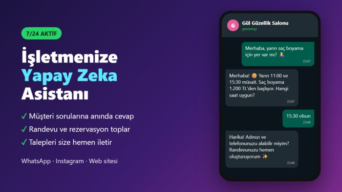 işletmenize whatsapp yapay zeka asistanı kurarım