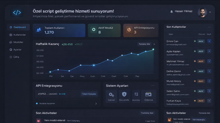 güvenli ve profesyonel script geliştiririm