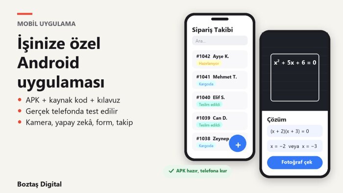 işinize özel basit ve kullanışlı Android uygulaması yaparım